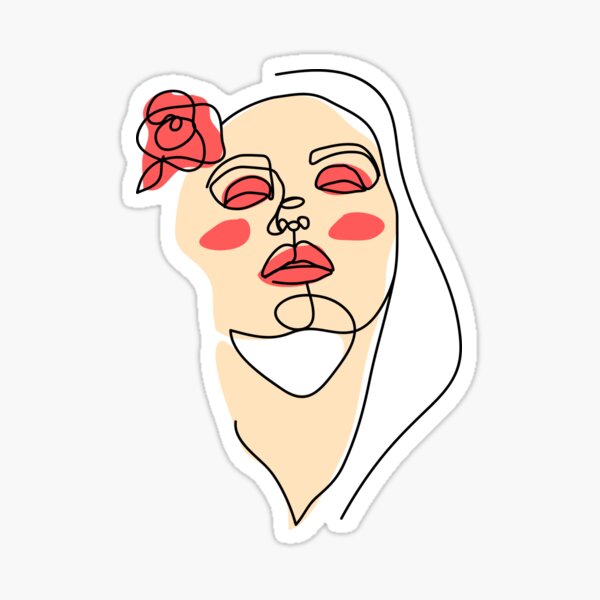 Vista previa del artículo con la obra «Dama abstracta minimalista con ilustración de línea única rosa», diseñado y vendido por gugenia.
