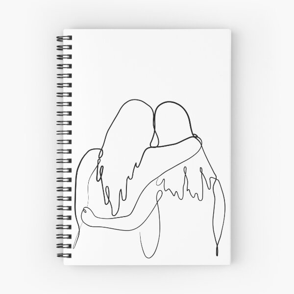 Item preview, Best Friends Hug Continuous Line Drawing Art, Gift for Friend designed and sold by EnchantedWishes.