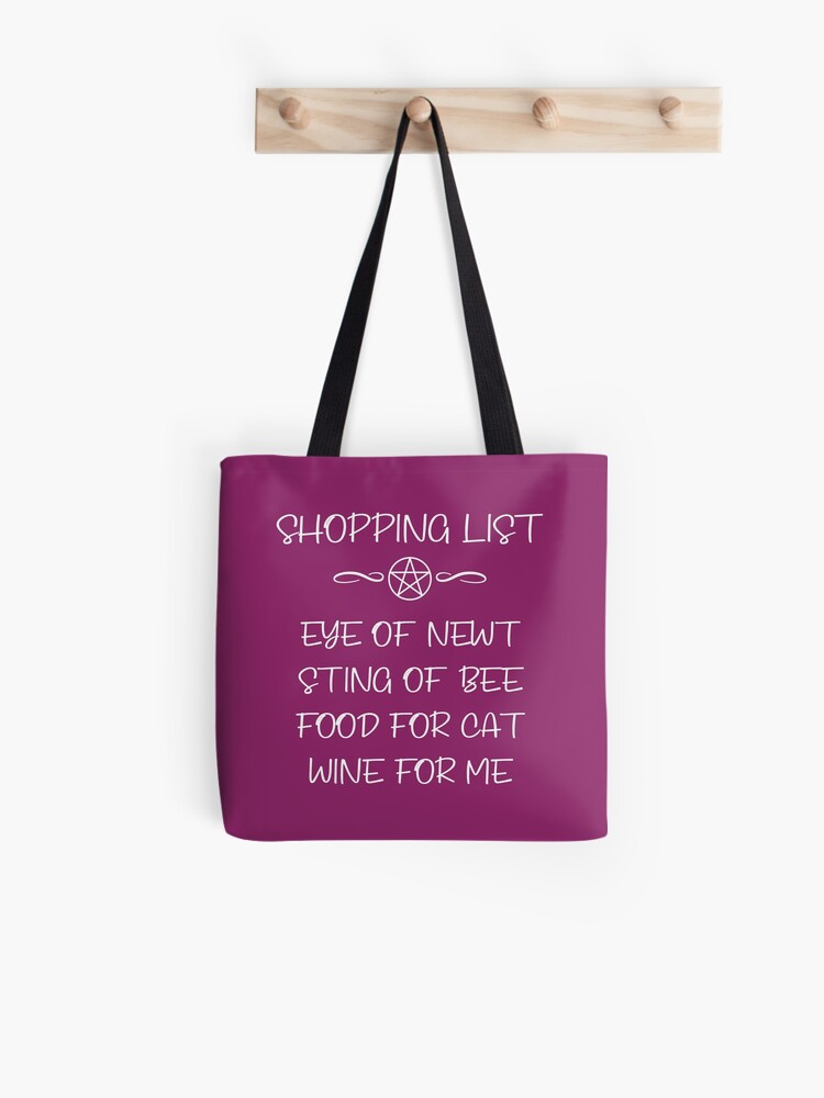 Thumbnail 1 of 2, Tote Bag, Eye of Newt and Wine Cheeky Witch® Cat Owners Shopping List designed and sold by cheekywitch.
