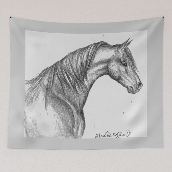 Item preview, Arabian horse portrait drawing designed and sold by horseaddicted.