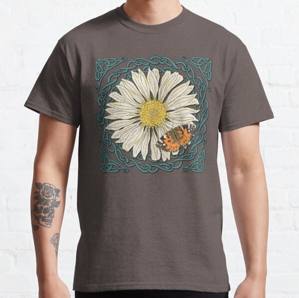 Celtic Daisy and Painted Lady Butterfly Classic T-Shirt
