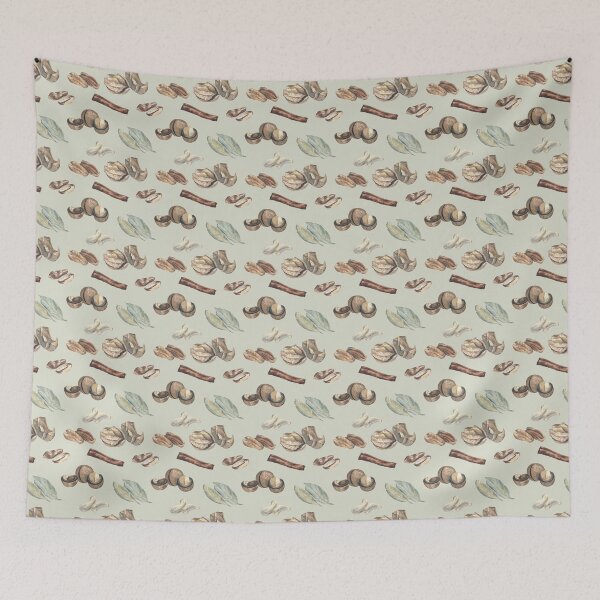 Item preview, Nuts pattern on olive green designed and sold by Flowersforbear.