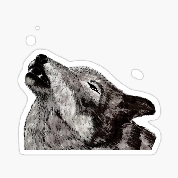 "wolf howling" Sticker by Olenaras Redbubble