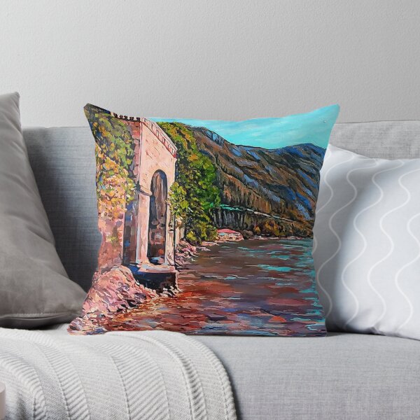 Bellagio Street Aquarelle Throw Pillow