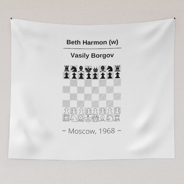 Item preview, Queen's Gambit chess final between Beth Harmon and Vasily Borgov designed and sold by itinerist.