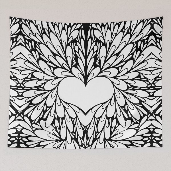 Item preview, Black and White Blossoming Heart designed and sold by kallyfactory.