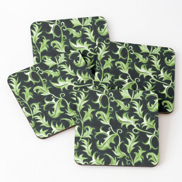 Item preview, Hand Painted Art Nouveau Vines - Velvet Green designed and sold by TigaTiga.