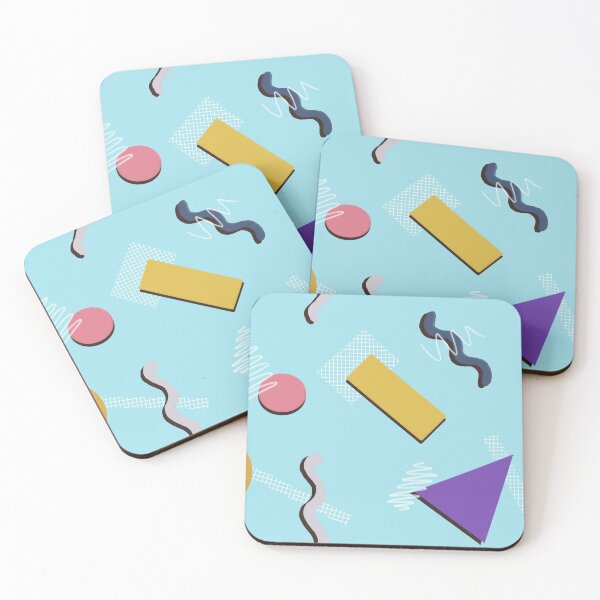 Lisa - blue Memphis style print Coasters (Set of 4)