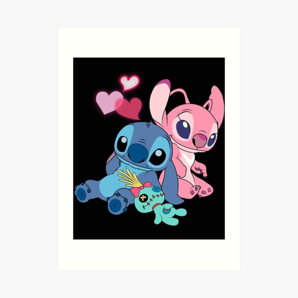 Stich And Angel Love Ohana Stitch Art Print By Moscha Redbubble