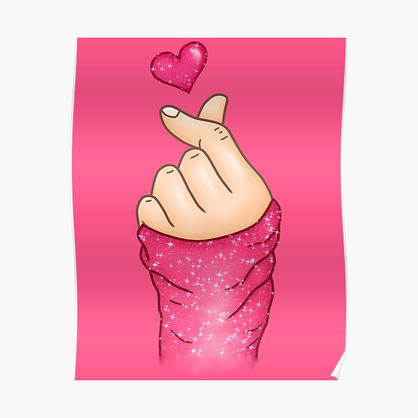 Kpop Hand Finger Heart Love Dark Pink Dark Skin Poster By Jolly Yosei Redbubble