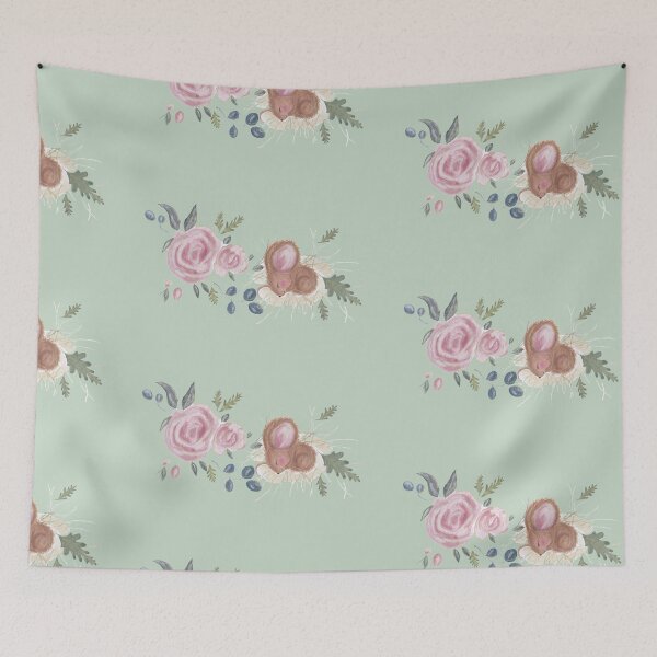 Item preview, Cutest Little Mouse sleeping in the pink rose buds designed and sold by RoseGoldRabbit.