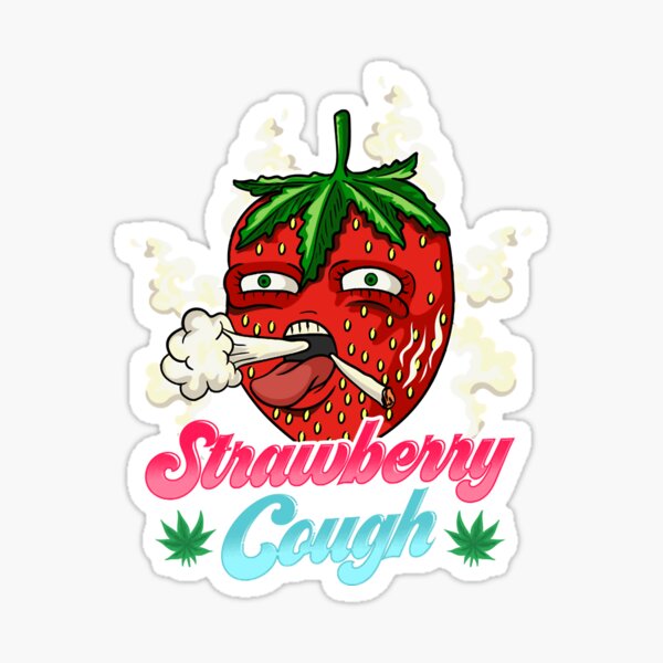 Strawberry Marijuana Strain Weed Cough Sticker