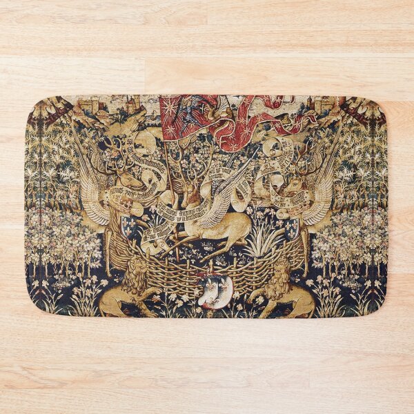 Item preview, WINGED STAGS WITH LIONS,COATS OF ARMS OF BOURBON FAMILY Royal French Heraldic Tapestry With Saint Michael Flag designed and sold by BulganLumini.