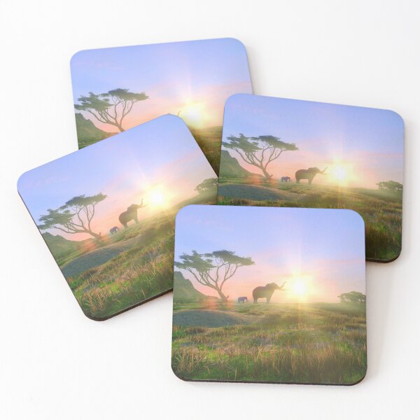 Item preview, Elephants at sunset designed and sold by leaverealityart.