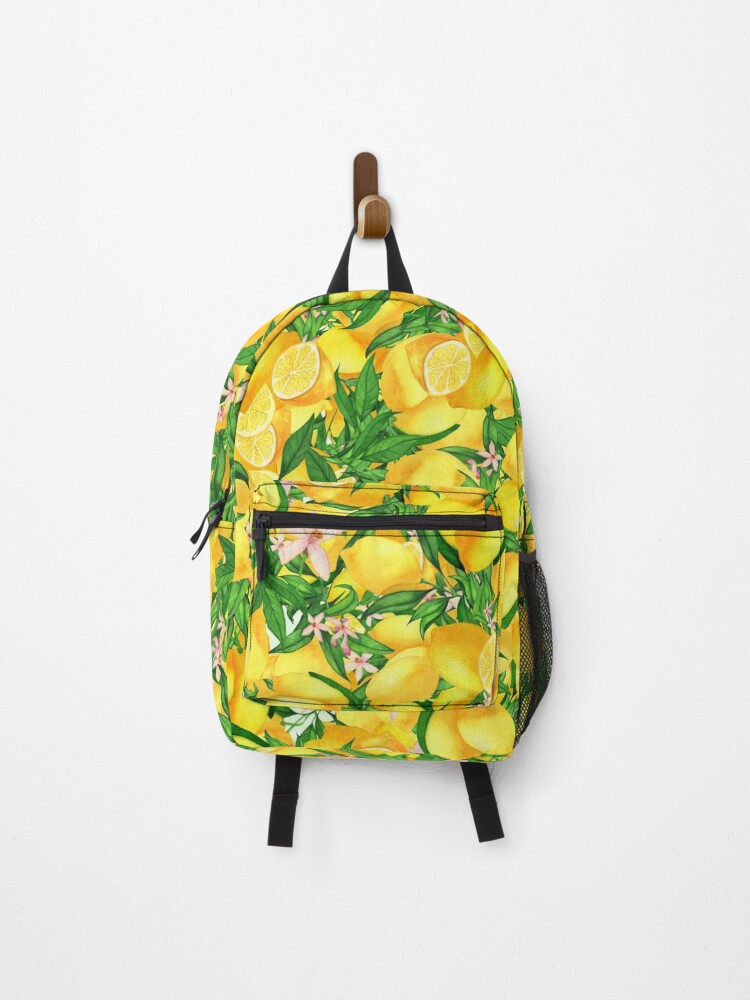 Thumbnail 1 of 3, Backpack, Lemon Burst - Watercolor lemons designed and sold by RosieRiggs.