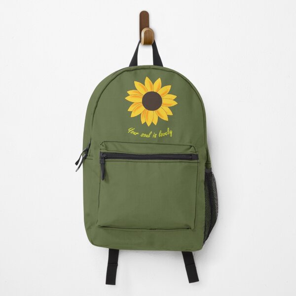 Item preview, Sunkissed Yellow Orange floating sunflower head with daily positive affirmation quote (olive green) designed and sold by Deegital18.