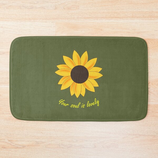 Item preview, Sunkissed Yellow Orange floating sunflower head with daily positive affirmation quote (olive green) designed and sold by Deegital18.