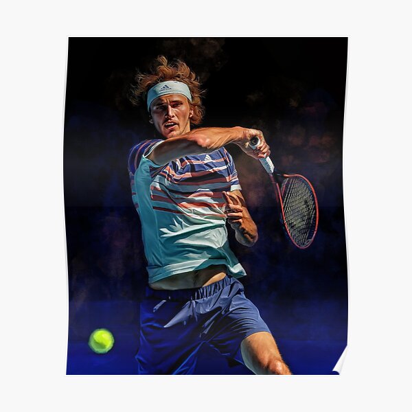 Alexander Sascha Zverev at Australian Open. Digital artwork print. Tennis fan art gift. Poster