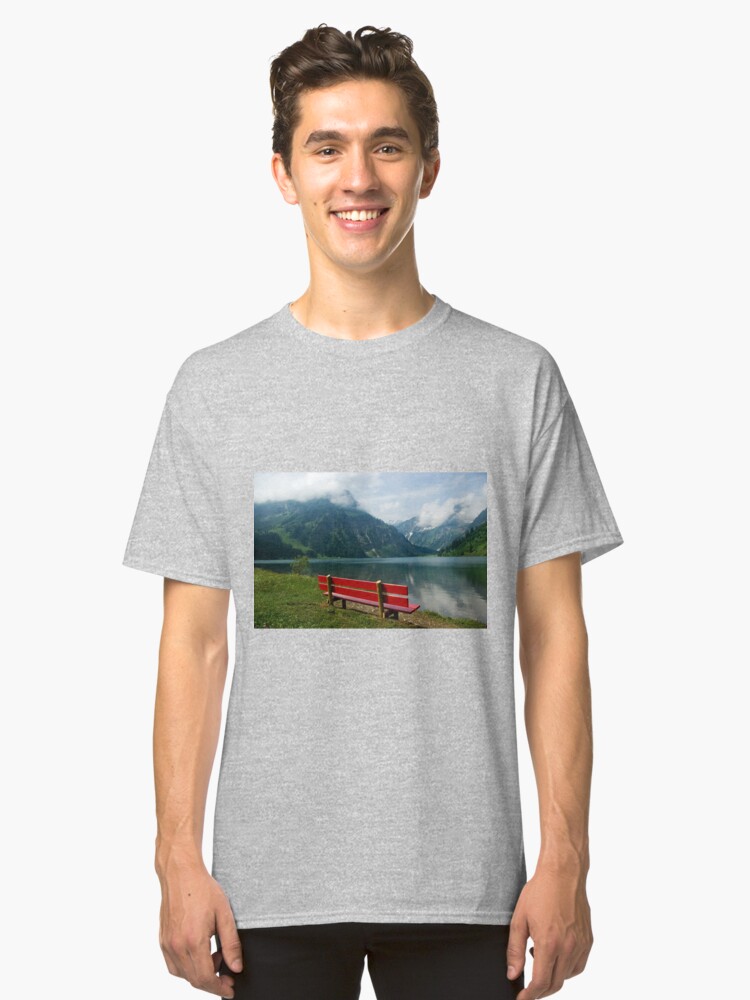 Alternate view of Red bench with a view Classic T-Shirt