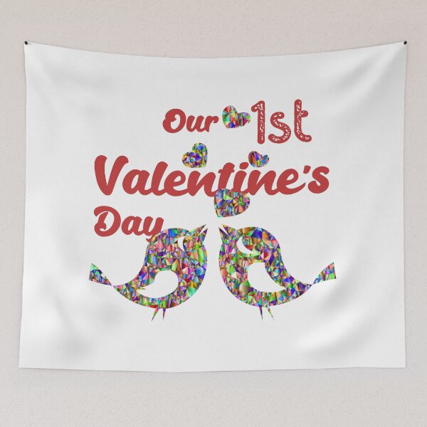 Item preview, Our First Valentine's Day Lovebirds designed and sold by Labradoodlesetc.
