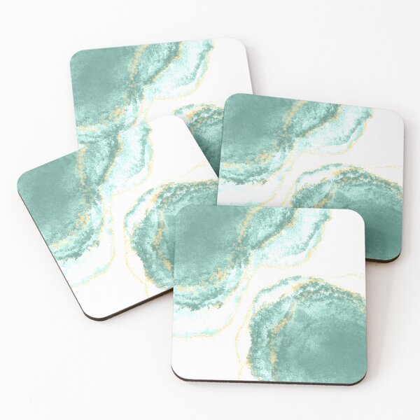 Item preview, Watercolor Simple Gemstone Geode Design with Gold Outline, Open Crystal Layers Teal & Gold designed and sold by Dazzline Designs.