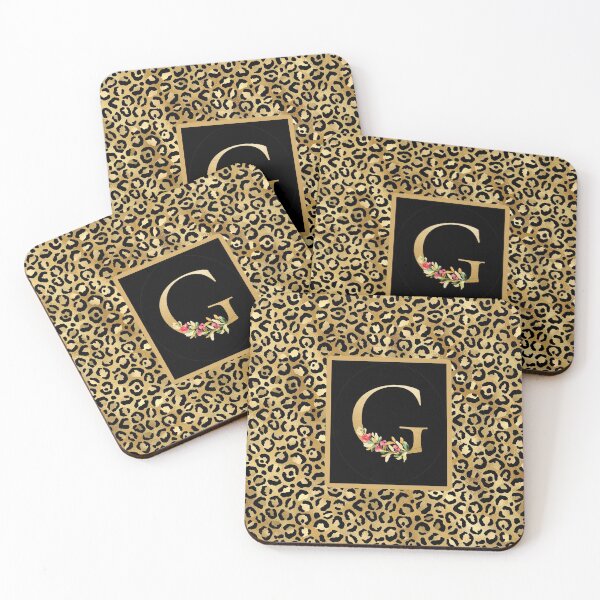 Item preview, Monogram Initial Letter G Golden Leopard Animal Pattern Floral designed and sold by TLSDesigns.