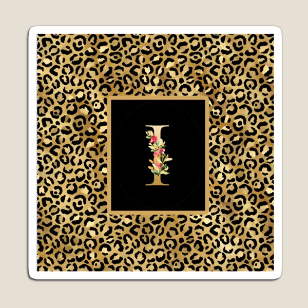 Item preview, Monograma Letra Inicial I Patrón Animal Leopardo Dorado Floral designed and sold by TLSDesigns.
