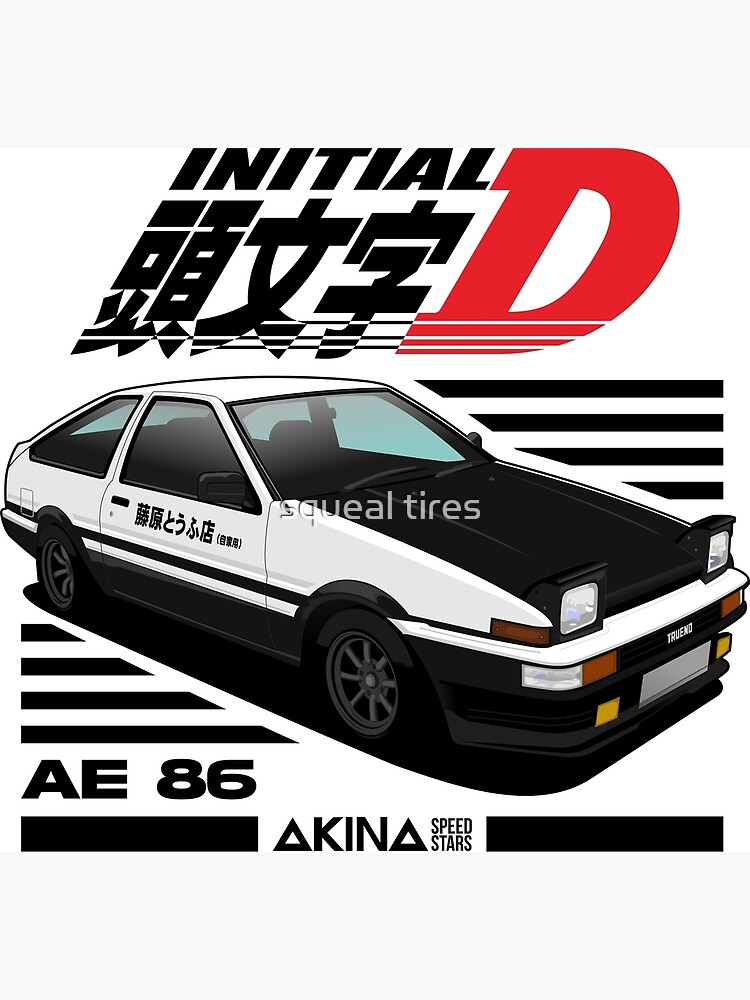 Poster for Sale avec l'œuvre « AE86 Initial D » de l'artiste squeal tires