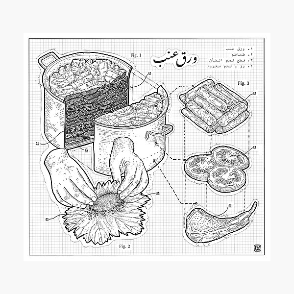 Item preview, Warag 3enab Patent Drawing designed and sold by sarahaladayleh.