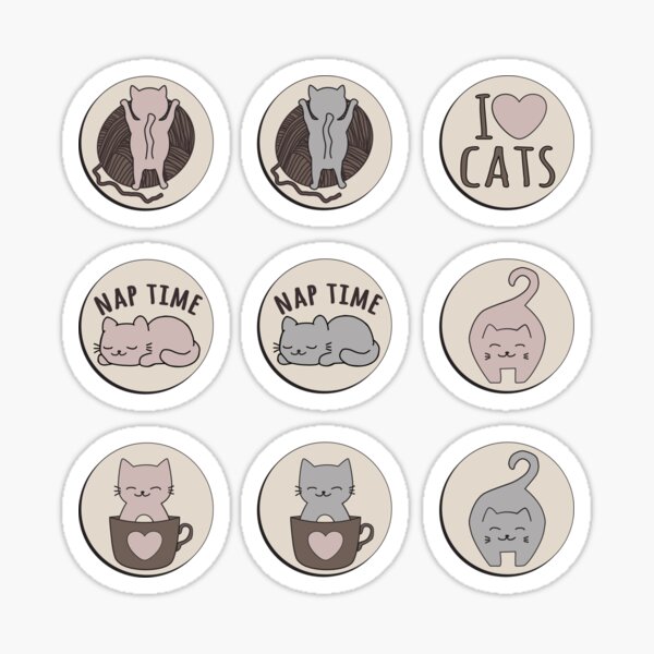 I love cats – cute cat sticker pack Sticker