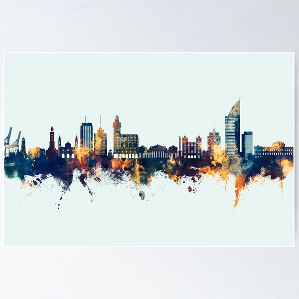 Item preview, Montevideo Skyline Uruguay designed and sold by ArtPrints.