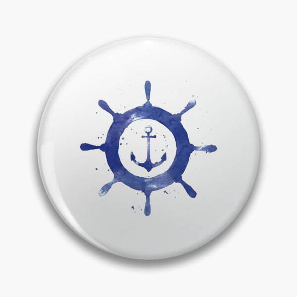 Item preview, Watercolor illustration of an anchor and a steering wheel - Funny Best Gift Ideas designed and sold by NDTStore.