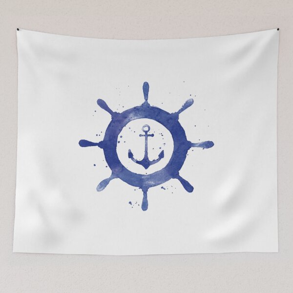Item preview, Watercolor illustration of an anchor and a steering wheel - Funny Best Gift Ideas designed and sold by NDTStore.