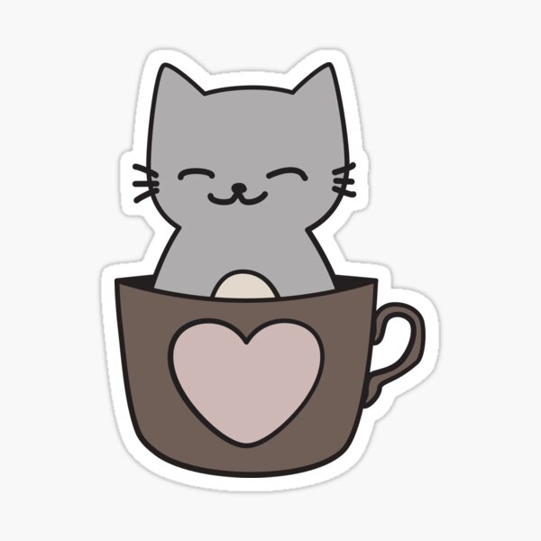 Cat in a cup – I love cats and coffe Sticker