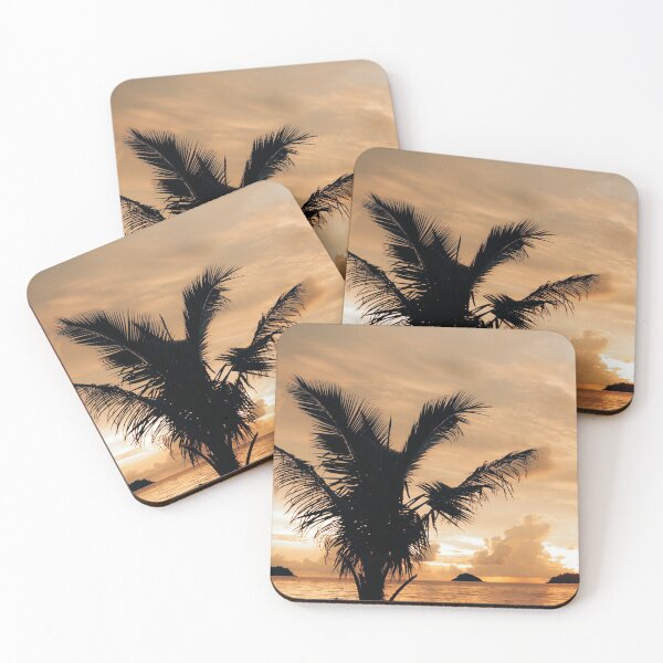 Item preview, Warm cloudy sunset with palm tree silhouette designed and sold by Melissa Peltenburg.