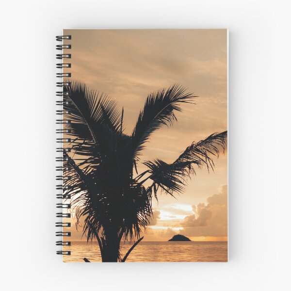 Item preview, Warm cloudy sunset with palm tree silhouette designed and sold by Melissa Peltenburg.