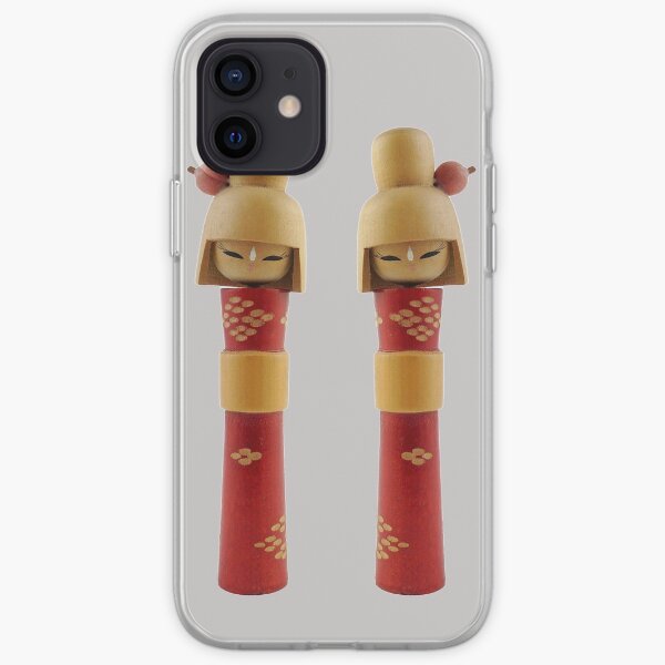 Traditional Japanese Wooden Kokeshi Dolls (#5b) Twins iPhone Soft Case