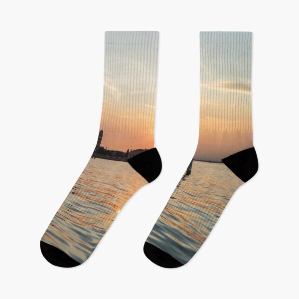 Item preview, Lagoon Sailing in Venice Italy - Silky Sunset Seagulls and Signature Bricole designed and sold by Georgia Mizuleva.