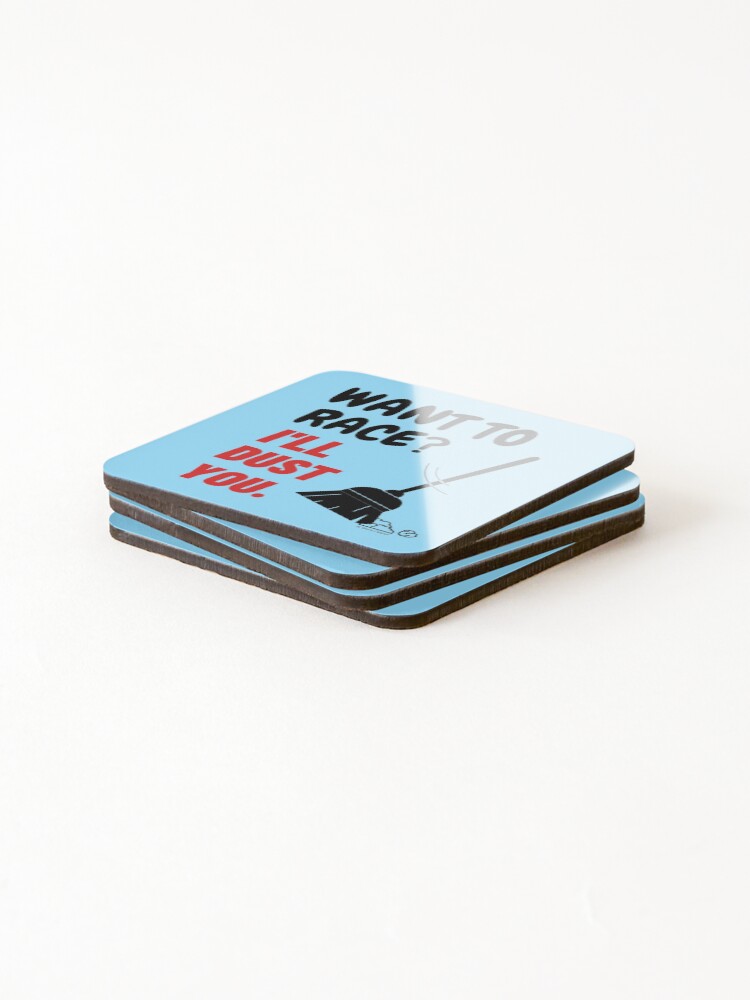 Thumbnail 4 of 5, Coasters (Set of 4), Want To Race I'll Dust You Funny Broom Housekeeping Humor designed and sold by SavvyCleaner.