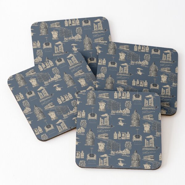 Item preview, Toronto Toille De Jouy - Navy Blue and Tan designed and sold by Quick Brown Fox Canada.