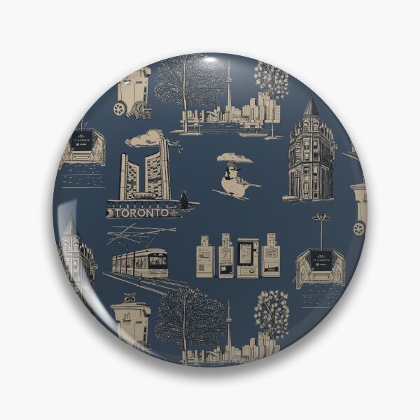 Item preview, Toronto Toille De Jouy - Navy Blue and Tan designed and sold by Quick Brown Fox Canada.