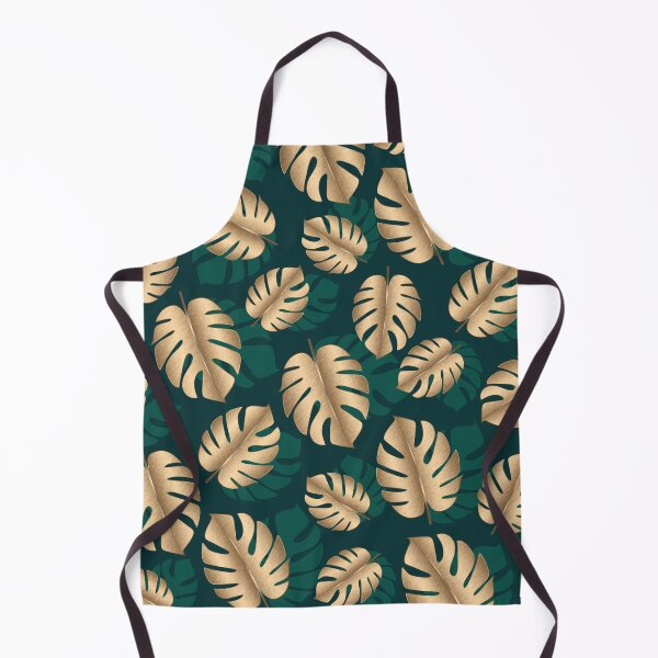 Item preview, Green and gold monstera leaves tropical jungle pattern designed and sold by CynthiaGraphics.