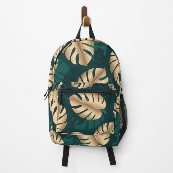 Item preview, Gold and green monstera leaves tropical jungle pattern designed and sold by CynthiaGraphics.