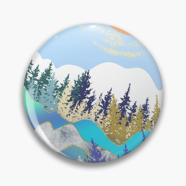 Item preview, Forest illustration and mountains and gold. designed and sold by Catherine  Milchard.