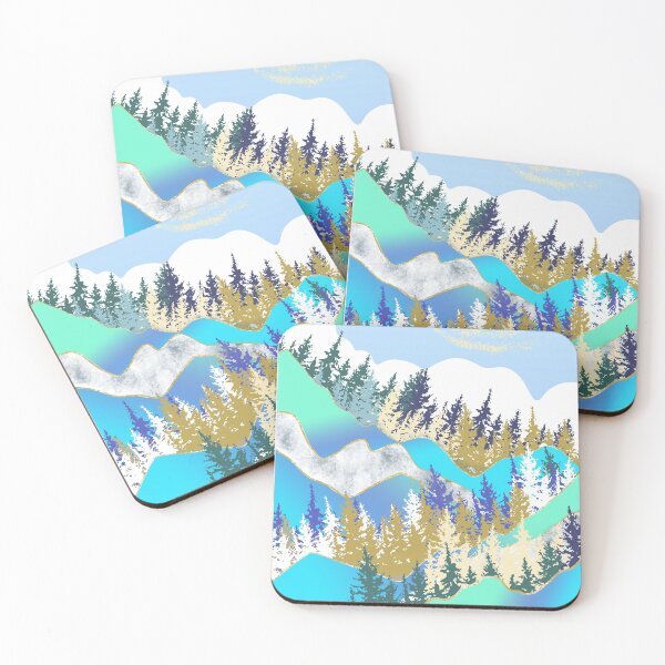 Item preview, Forest illustration and mountains and gold. designed and sold by Catherine  Milchard.