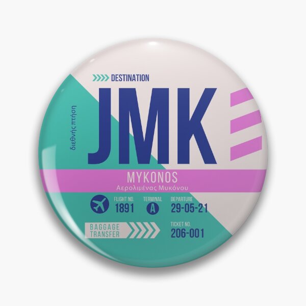 Item preview, Mykonos (JMK) Airport Code Baggage Tag designed and sold by SLAG-Creative.