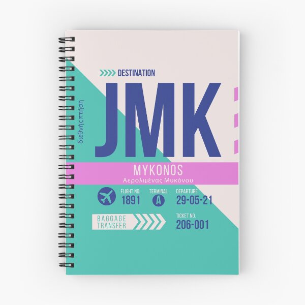 Item preview, Mykonos (JMK) Airport Code Baggage Tag designed and sold by SLAG-Creative.