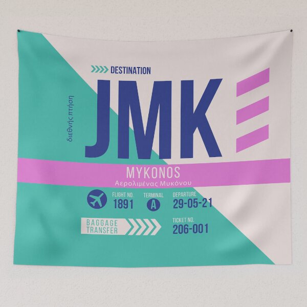Item preview, Mykonos (JMK) Airport Code Baggage Tag designed and sold by SLAG-Creative.