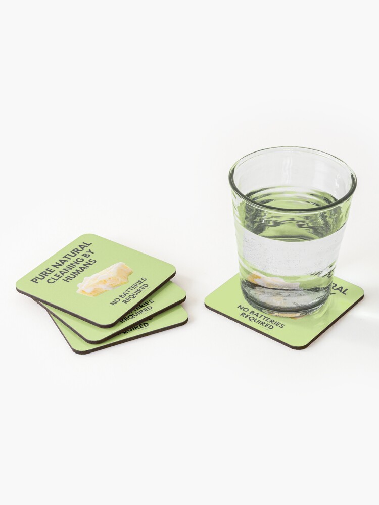 Thumbnail 2 of 5, Coasters (Set of 4), Cleaning By Humans No Batteries Required Funny Housekeeping Lady Gifts designed and sold by SavvyCleaner.
