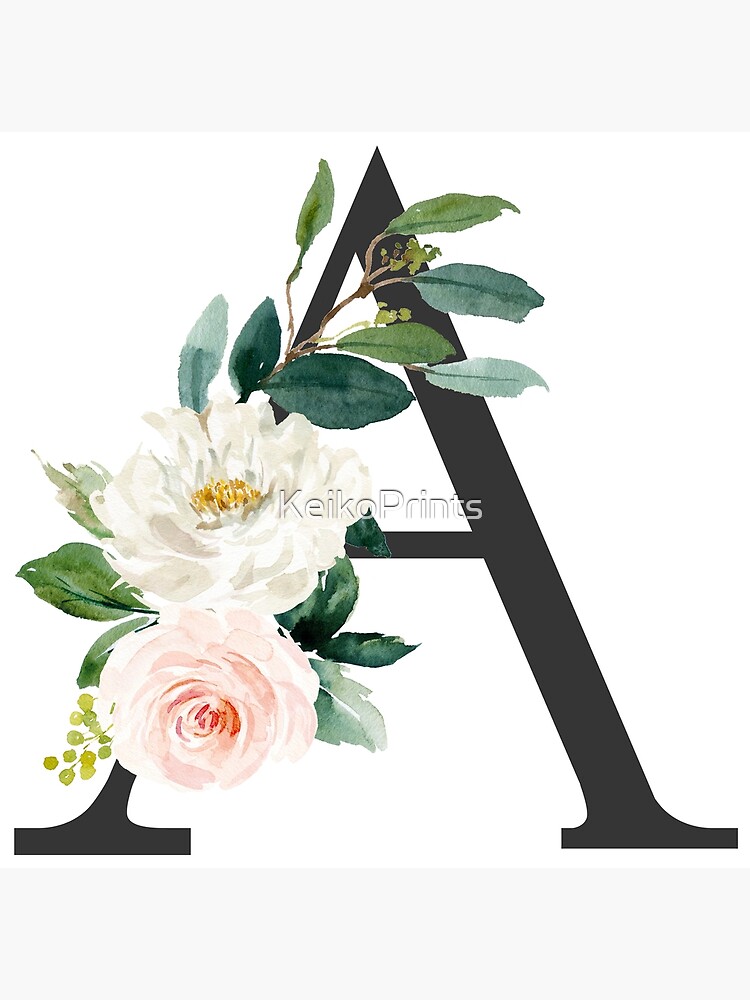 Cute Watercolor Floral Monogram Letter A T-Shirt